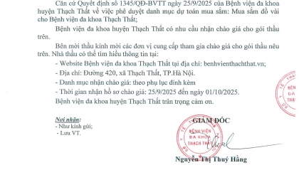 Cung cấp thư mời chào giá 863 